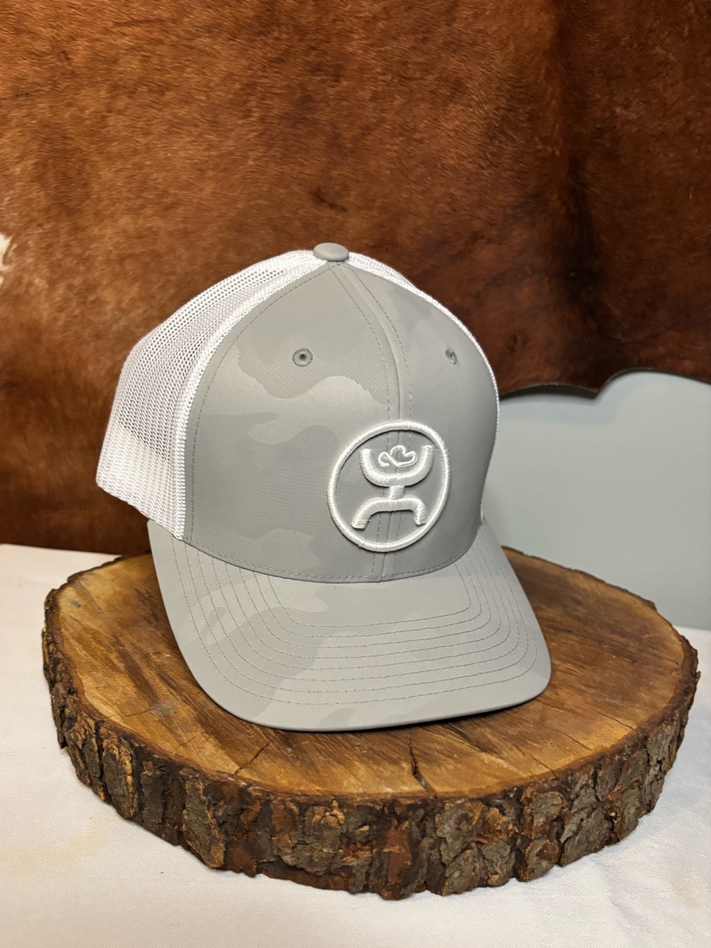 Hooey Gray Camo Trucker Snapback Hat | White Mesh | Western Ranch Cap